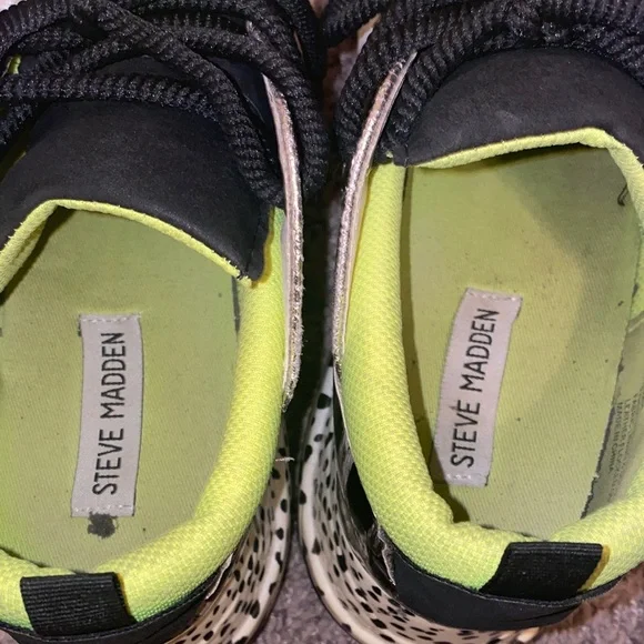 Steve Madden Cliff Neon Green and Black Wedge Sneakers - Picture 6 of 10